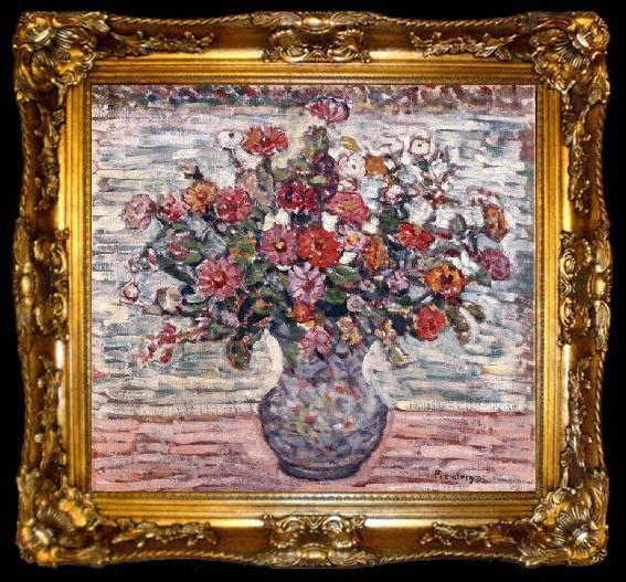 framed  Maurice Brazil Prendergast Flowers in a Vase (Zinnias), ta009-2